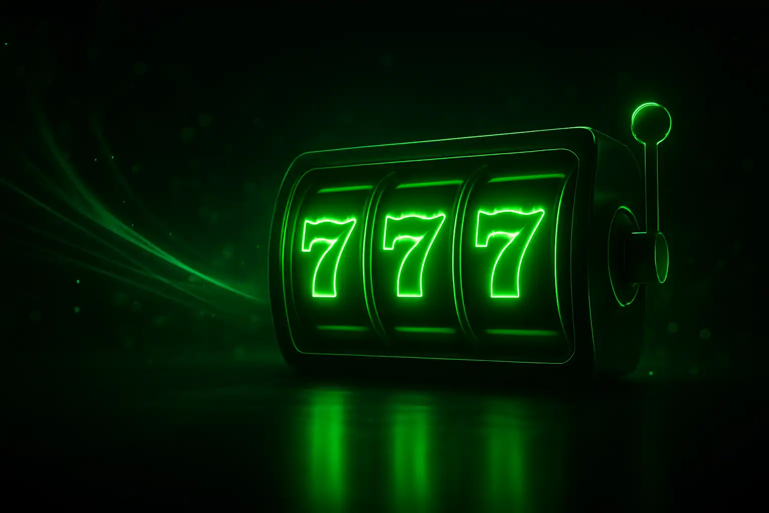 Neon green slot reels glowing against a dark betfine24 casino background